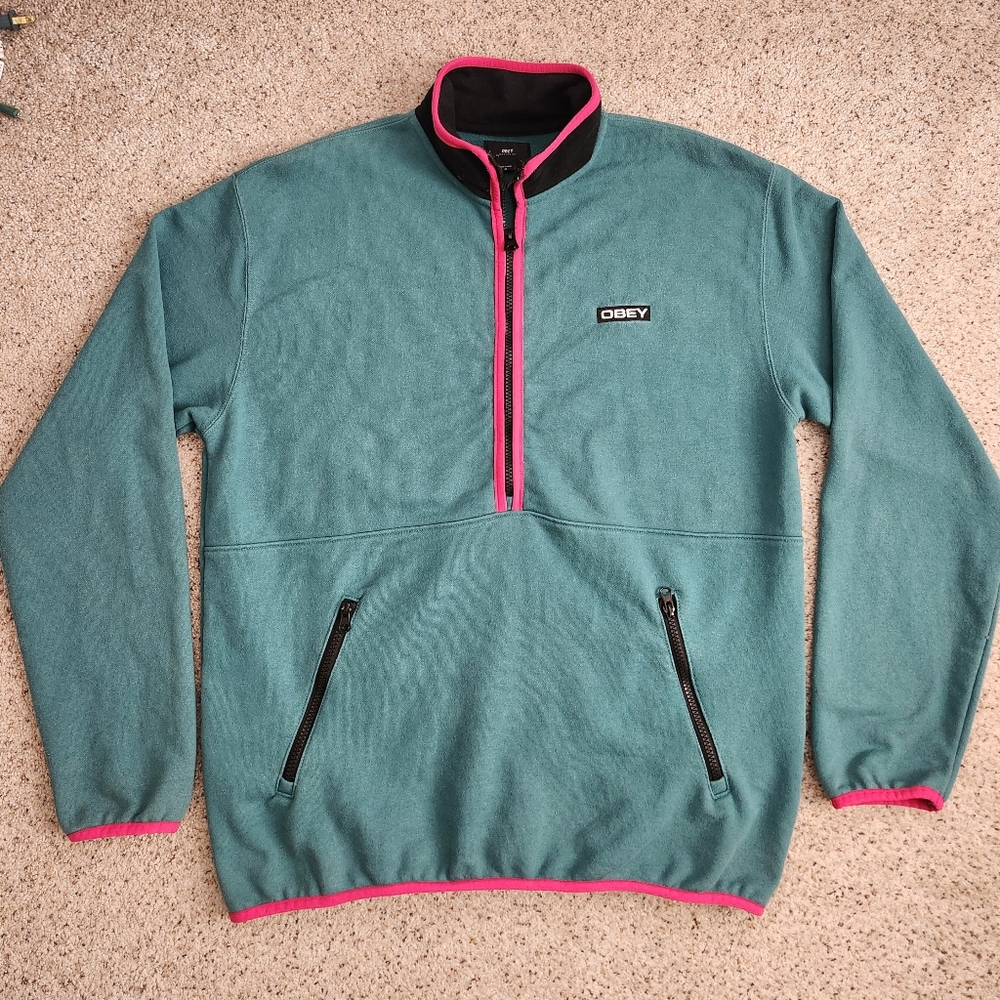 Obey Blue Quarter Zip Sweater